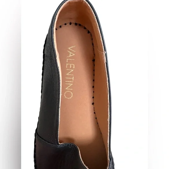 Valentino By Mario Valentino Black Espadrilles with Gold Emblem - Picture 5 of 7